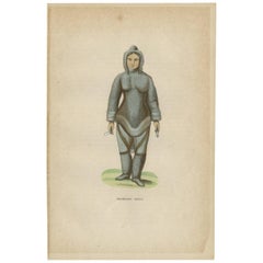 Antique Print of an Eskimo Woman by H. Berghaus, 1855