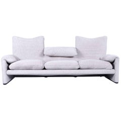 Cassina Maralunga Designer Sofa Grey Fabric Three-Seat Couch Function Modern