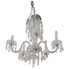 Vintage ON SALE NOW!! 1920s Waterford Style Fantastic! Cut Crystal Five-Arm Chandelier