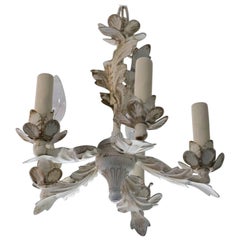 Vintage Petite Shabby French Chic White Distressed Pretty! Toile Chandelier