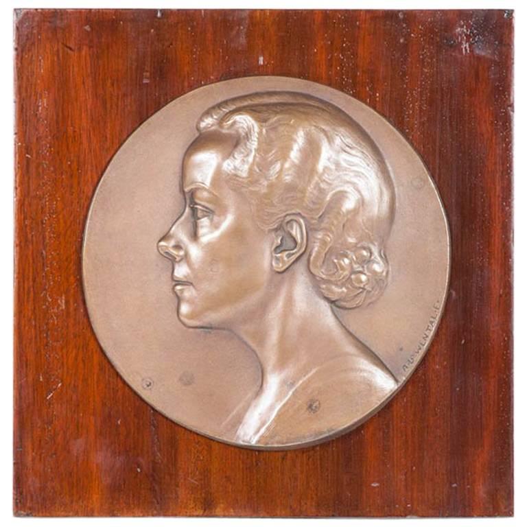 Bronze Plaque by Artur Loewental For Sale