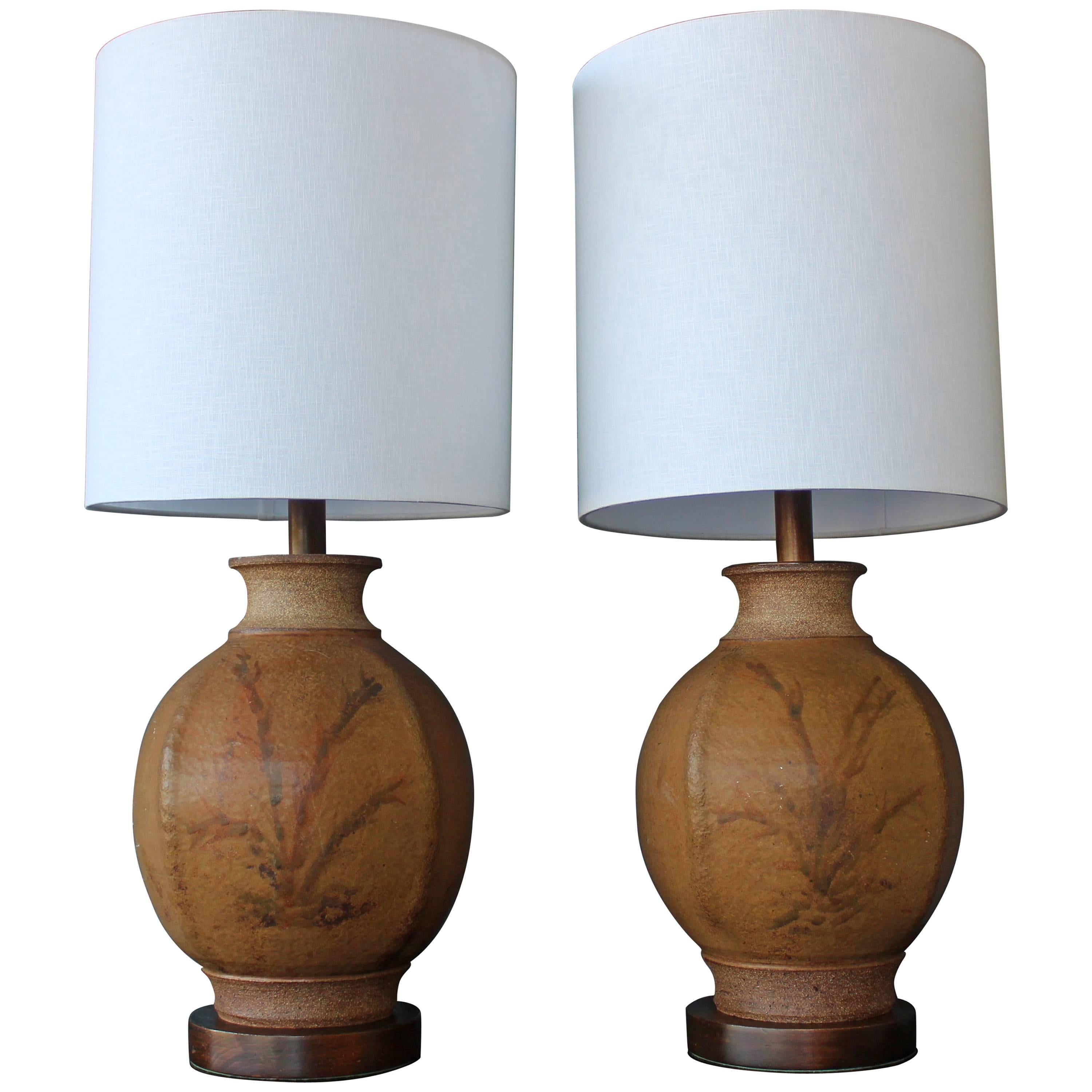 Pair of 1960s Stoneware Lamps by Brent Bennett