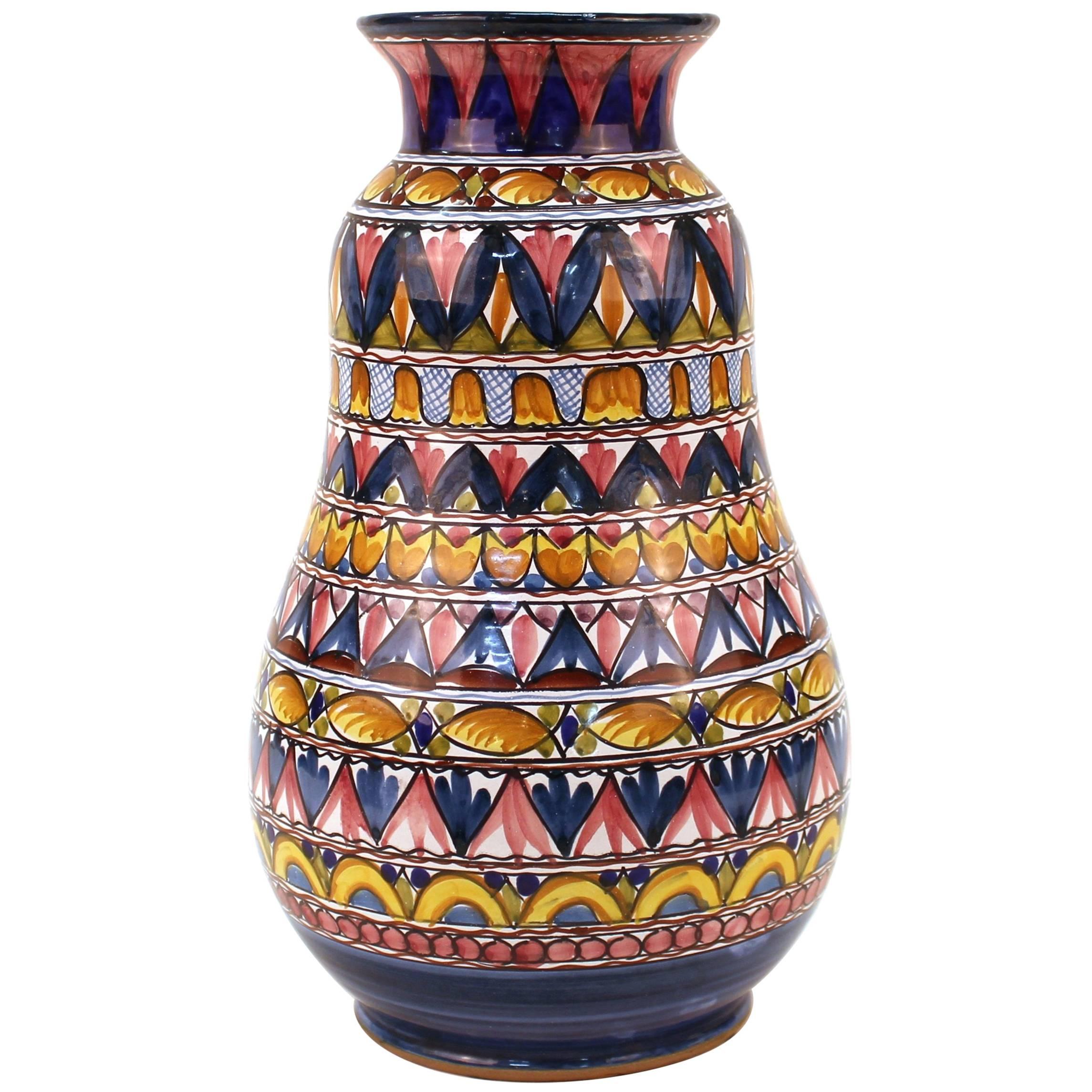 Italian De Marinis Vietri Geometric Earthenware Pottery Vase