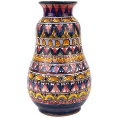 Vintage Italian De Marinis Vietri Geometric Earthenware Pottery Vase
