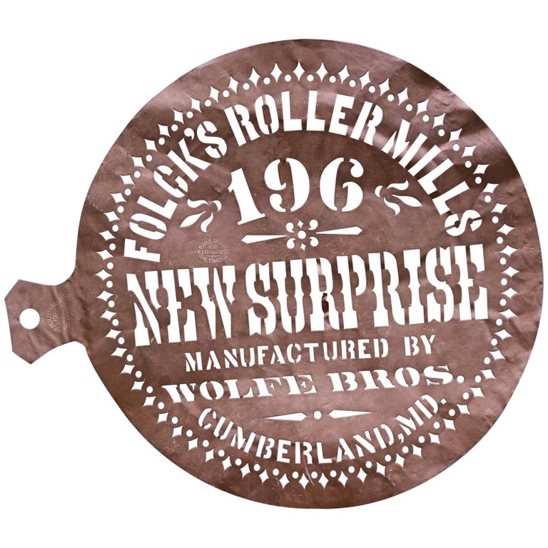 1900s Advertising Stencil Mark Type Font Vintage Industrial Art Sculpture Copper For Sale