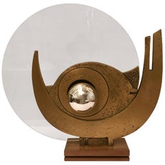 Giuseppe Calonaci Bronze Sculpture, 1960 Table Lamp