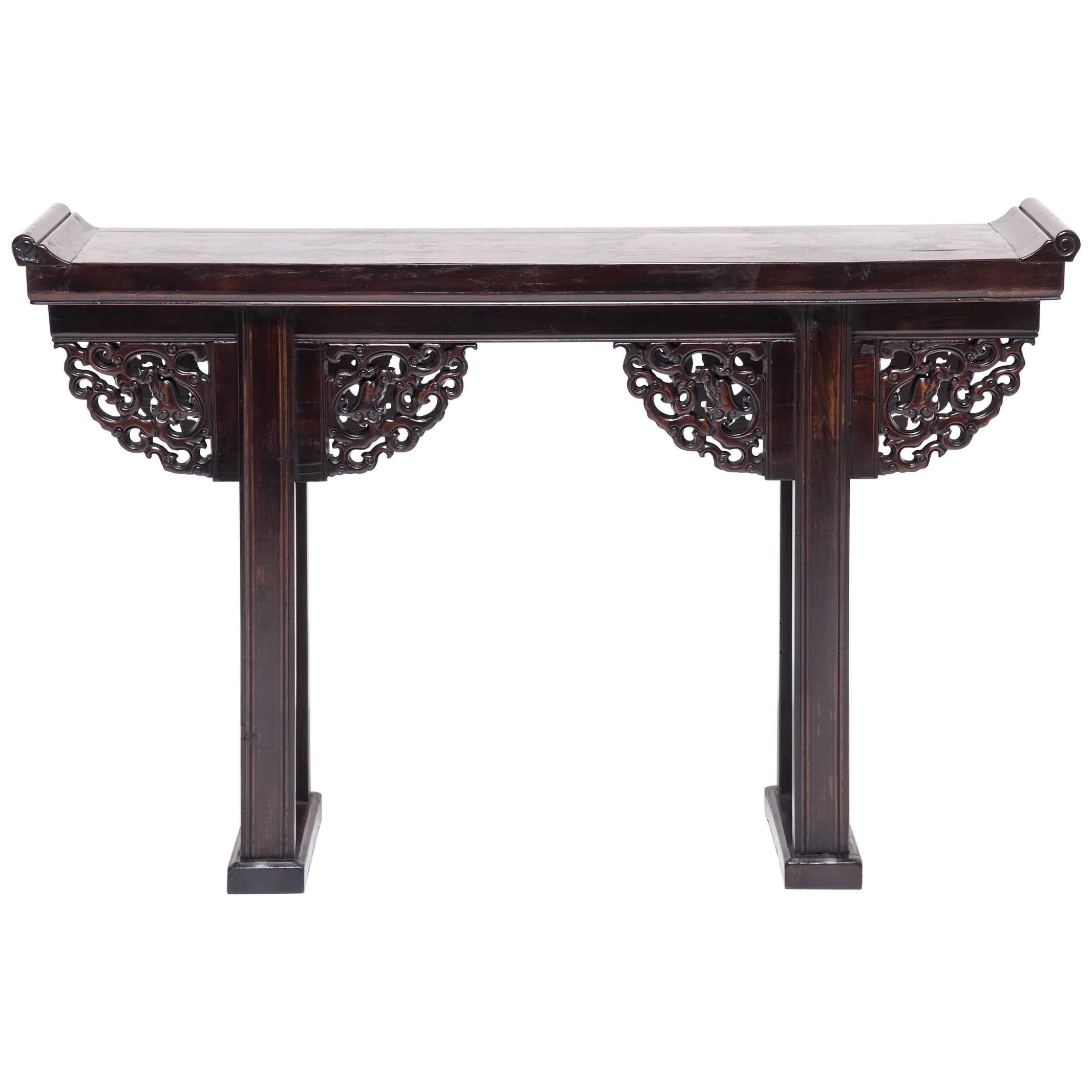Chinese Six Dragon Flanked Top Altar Table