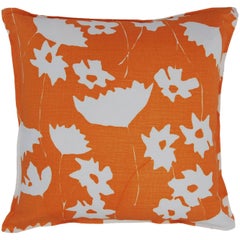 Pumpkin Cosmos on Wheat Cotton Linen Pillow