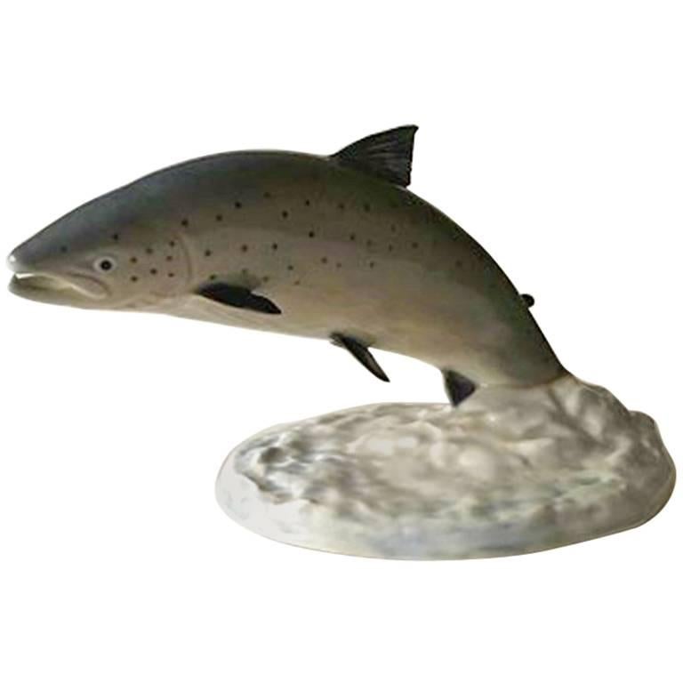Royal Copenhagen Figurine of Leaping Salmon on Base #5456 For Sale