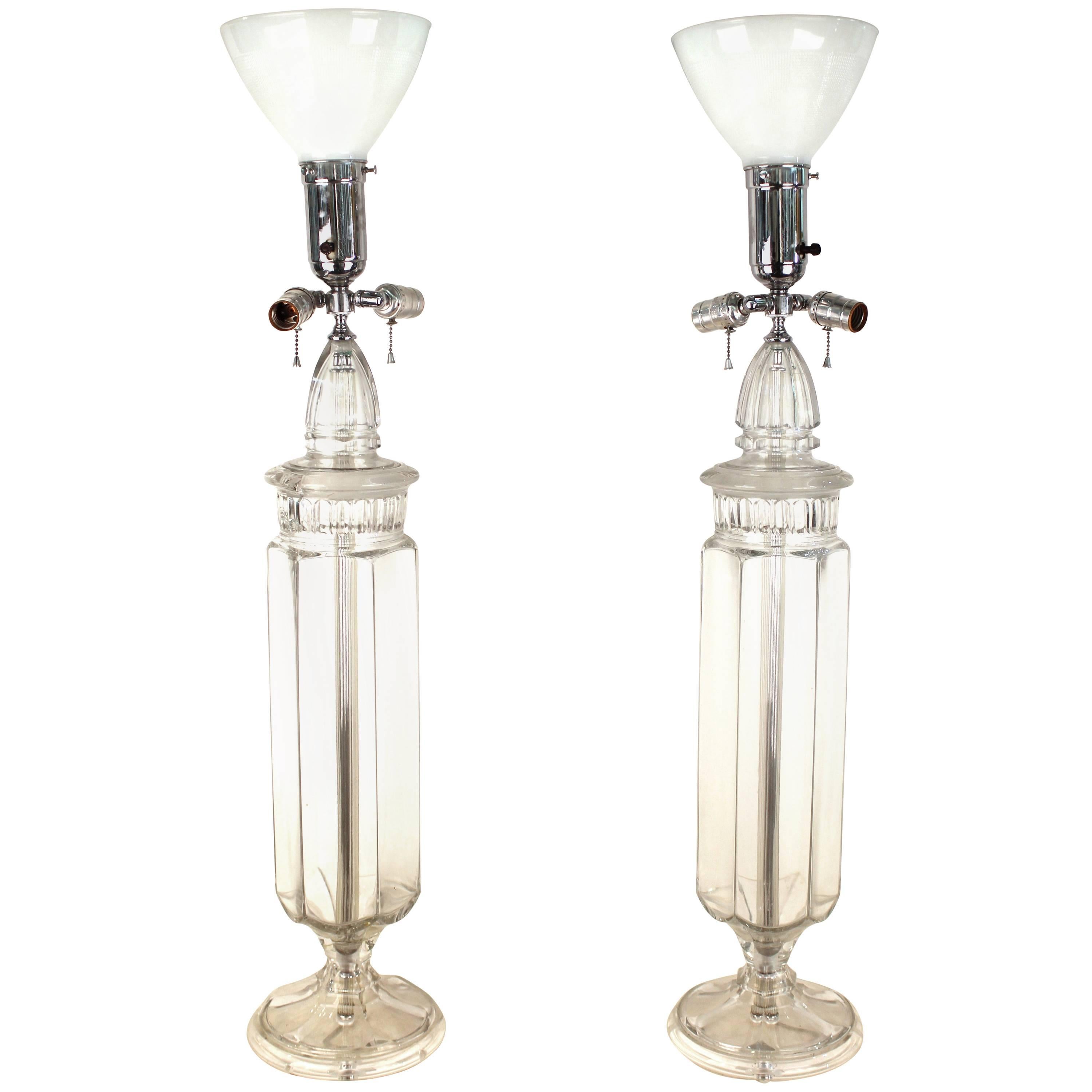 Mid-Century Modern Monumental Glass Table Lamps