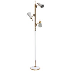 1950s Stiffel Brass and Metal Three-Fixture Floor Lamp