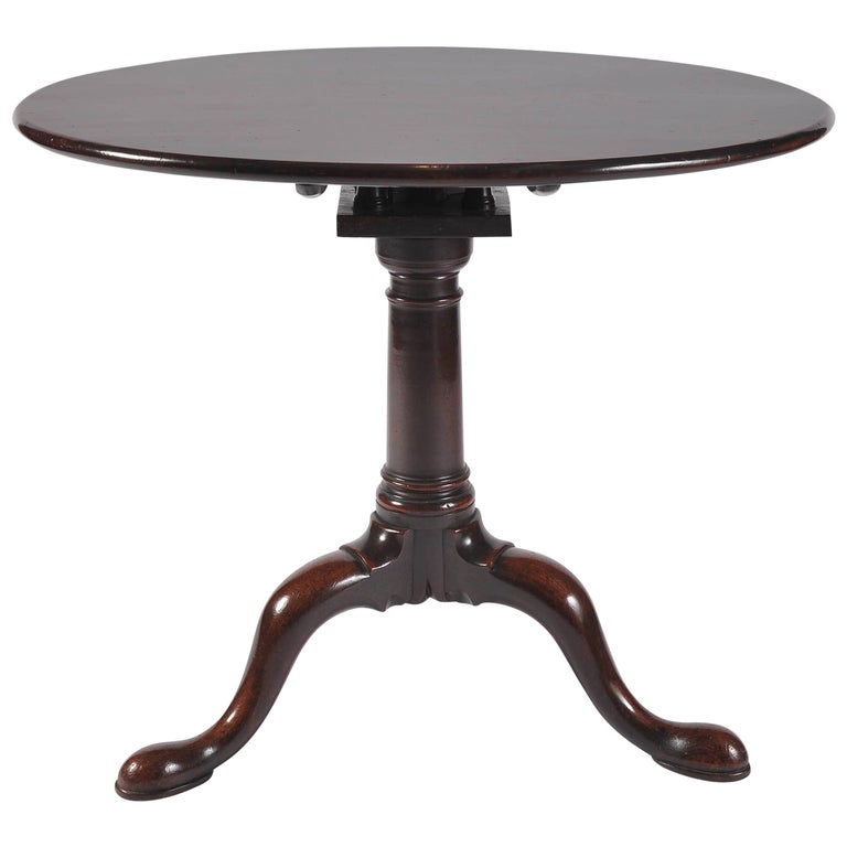 George II Period Mahogany Tripod Table with Gun Barrel Stem For Sale