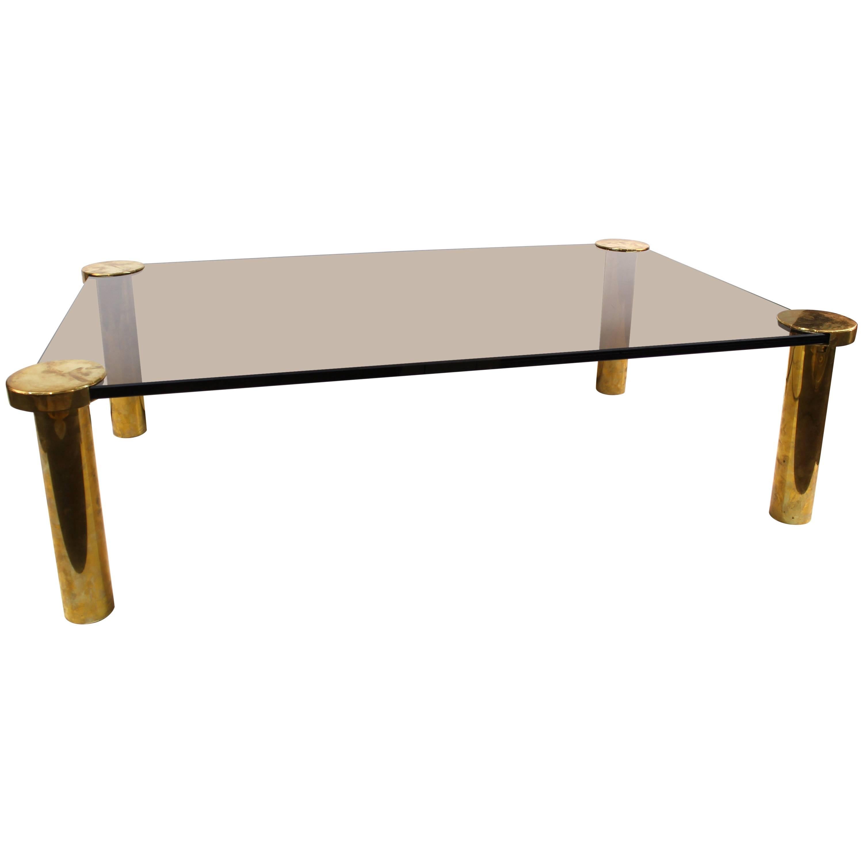 Modern Cocktail Table in Glass and Brass