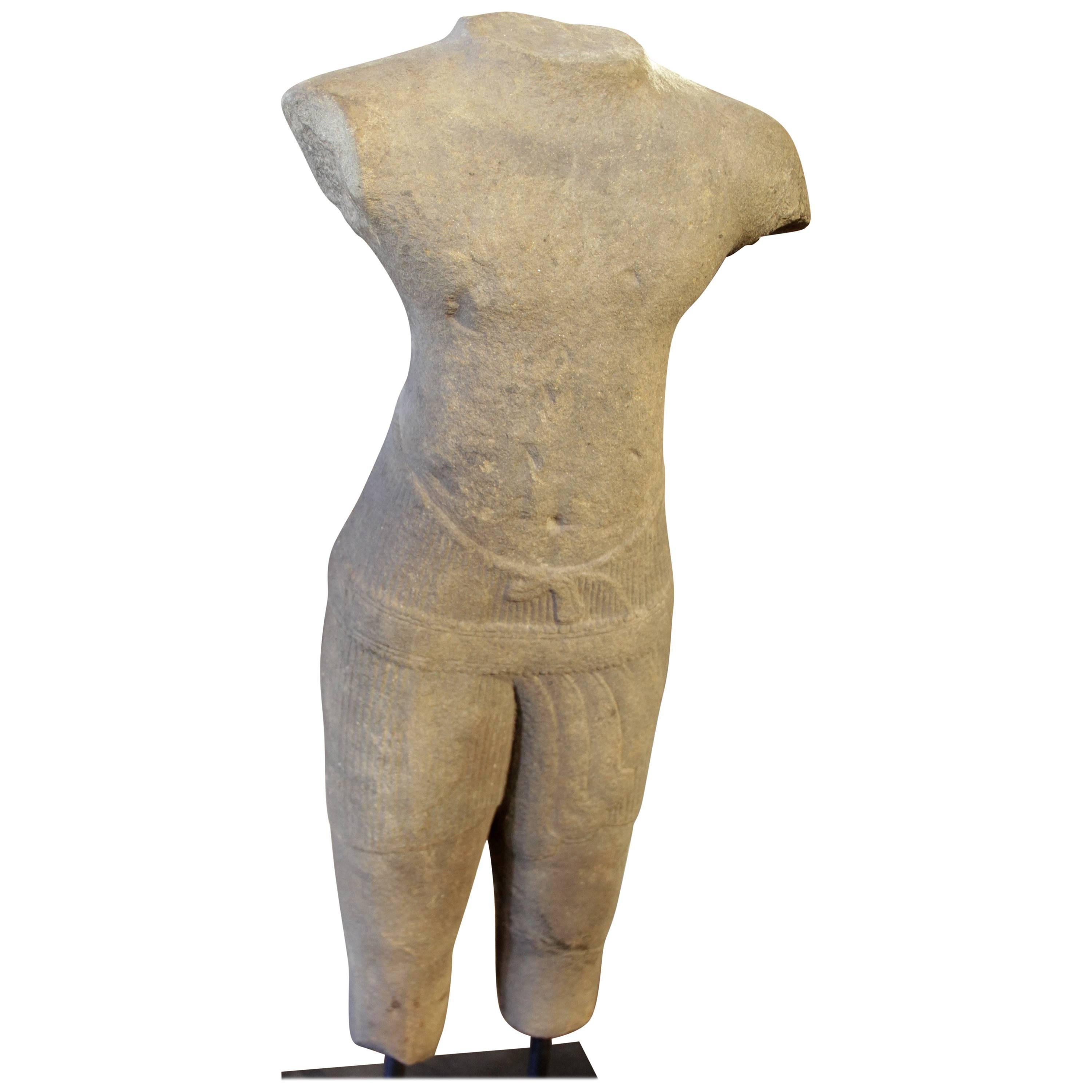 Baphuon Style Torso Sandstone Cambodia For Sale