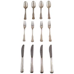 Cohr Old Danish Silver Cutlery for Four Person a Total of 12 Piece