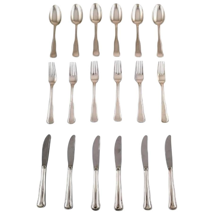 Cohr Old Danish Silver Cutlery for Six Persons, a Total of 18 Pieces