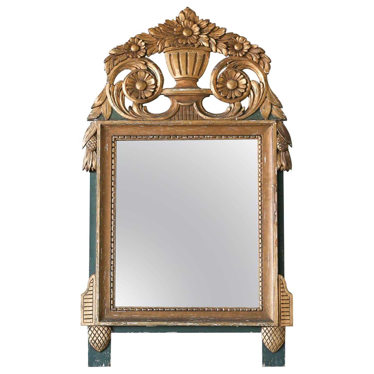 Petite Early 20th Century Mirror with Crest For Sale