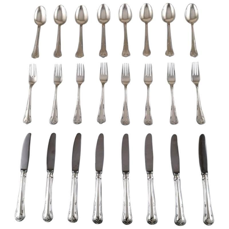 C.M. Cohr, Eight Person's Complete 'Saxon Flower' Dinner Cutlery of Silver