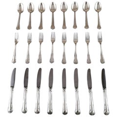 Vintage C.M. Cohr, Eight Person's Complete 'Saxon Flower' Dinner Cutlery of Silver