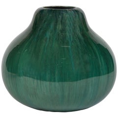 1950s Mid-Century English Green Glazed Pottery Vase