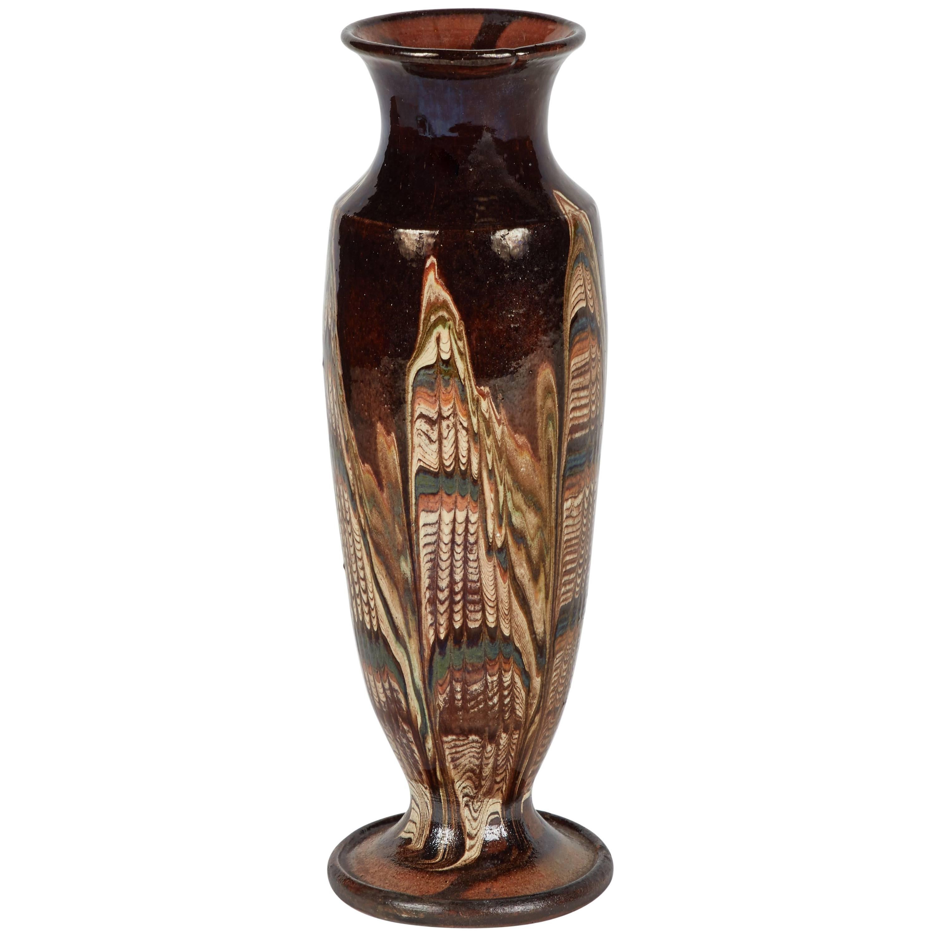 1920s Small Multi-Color Glazed Vase from France