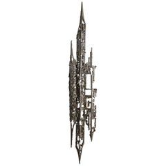 Scultura da parete in alluminio con taglio a torcia modernista brutalista