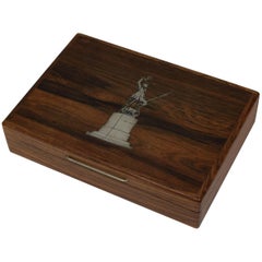 Danish Midcentury Rosewood Box with Silver Inlays, Battle of Fredericia, 1849