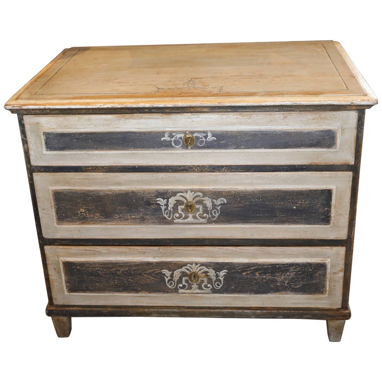 20th Century Hand Painted Belgian Commode Built From Old Wood For
