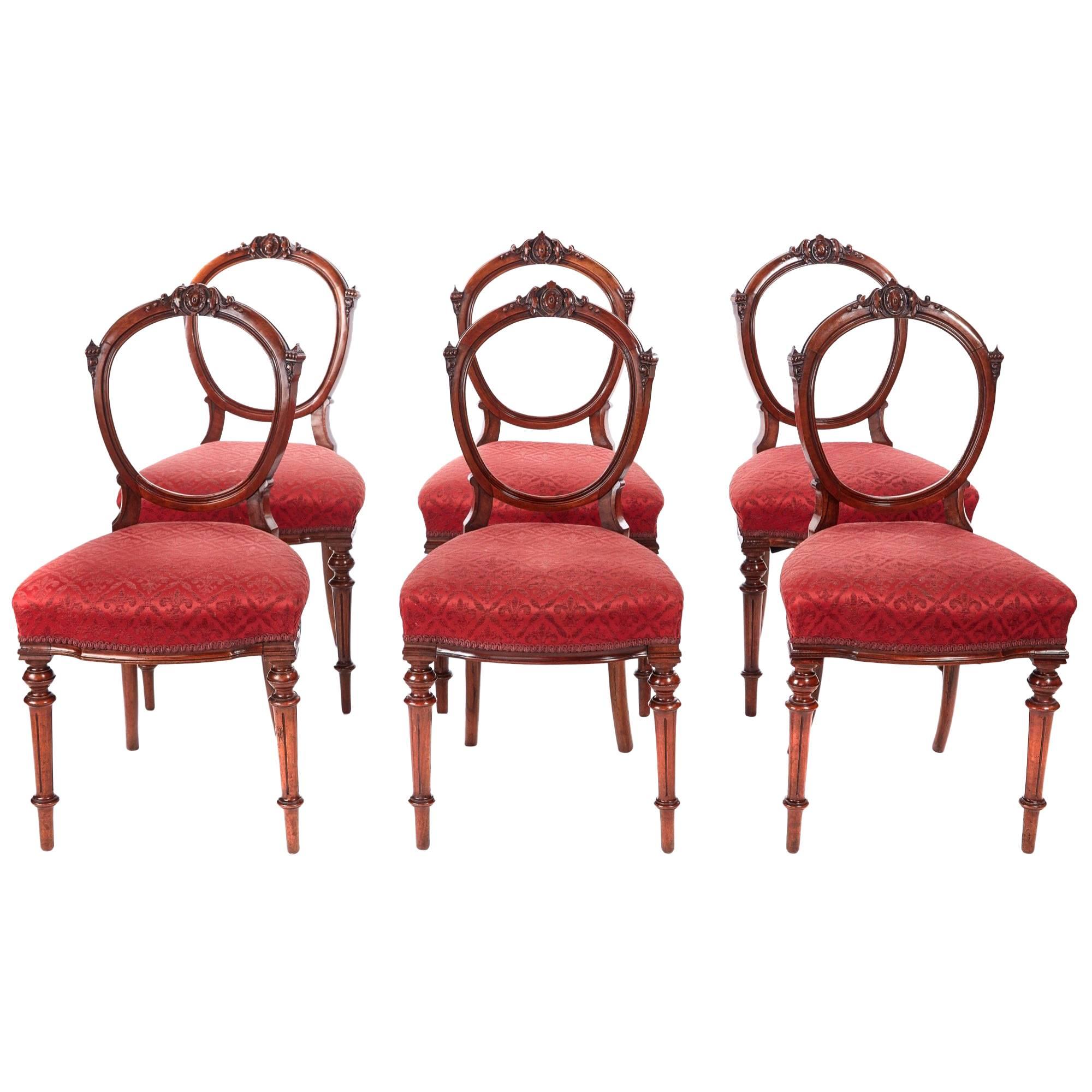 Fine Quality Set of Six Antique Victorian Dining Chairs For Sale