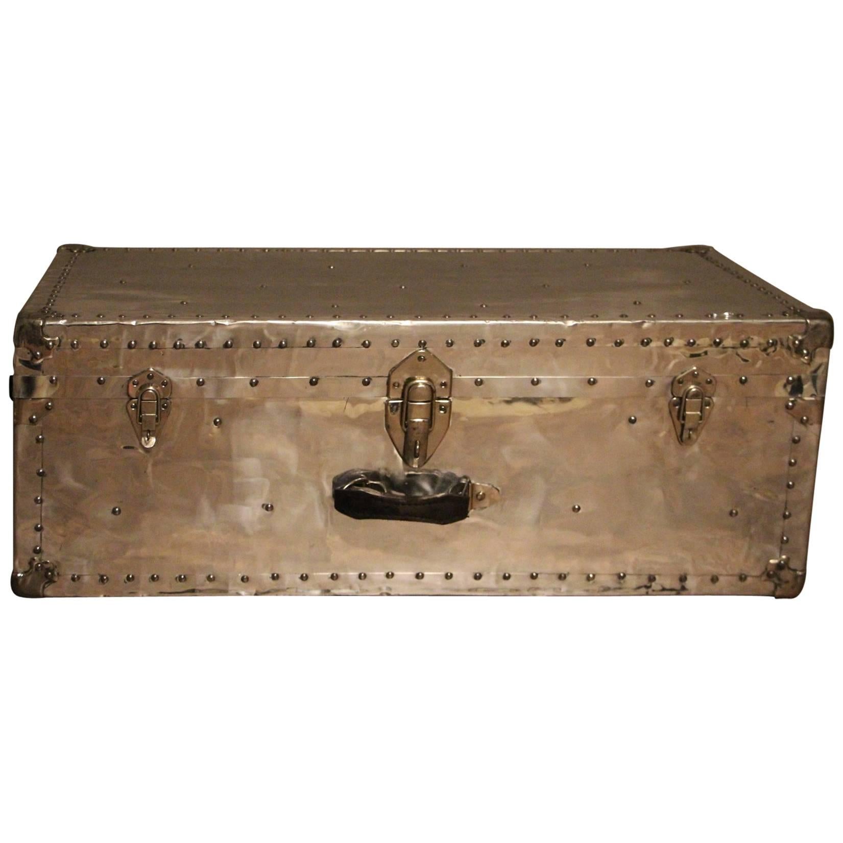 1940s Polished Aluminium Steamer Trunk