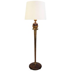 Gilded Wood Floor Lamp from Alfred Chambon