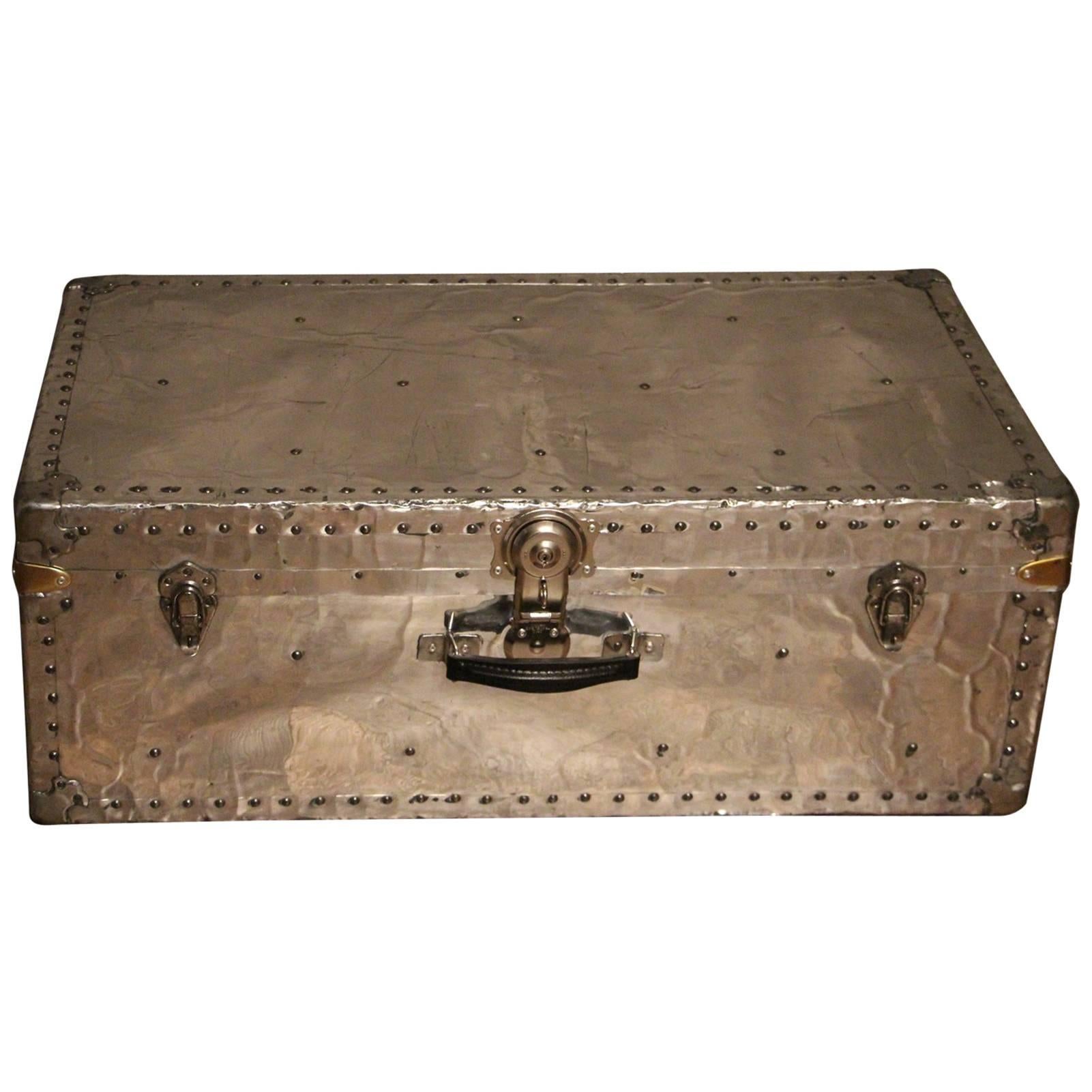 1940s Polished Aluminium Steamer Trunk For Sale