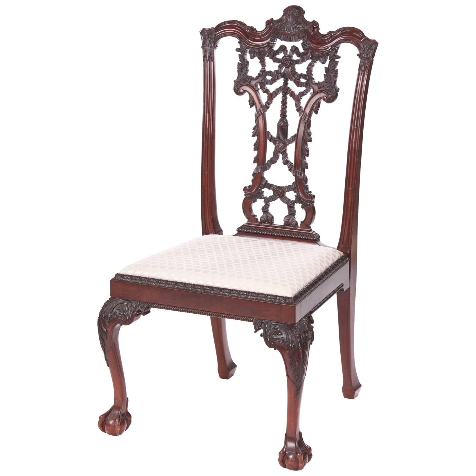 Outstanding Antique Carved Mahogany Desk Chair For Sale