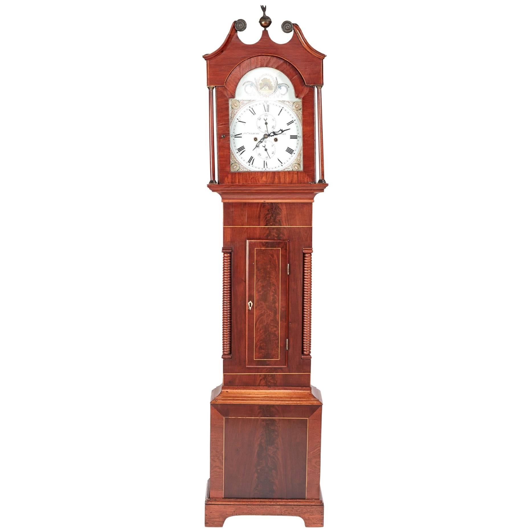 Antique Mahogany 8 Day Longcase Clock J N Tilbury Guensey For Sale