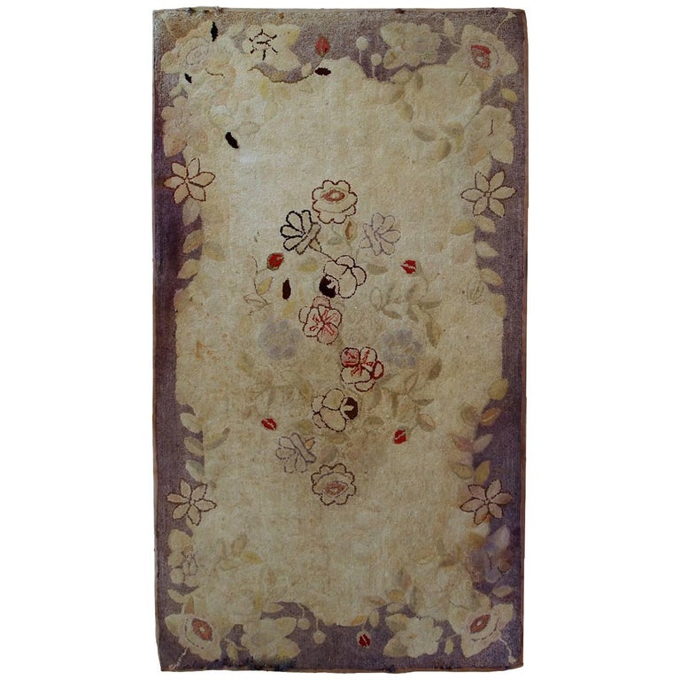 Handmade Antique American Primitive Hooked Rug, 1900s For Sale at 1stdibs