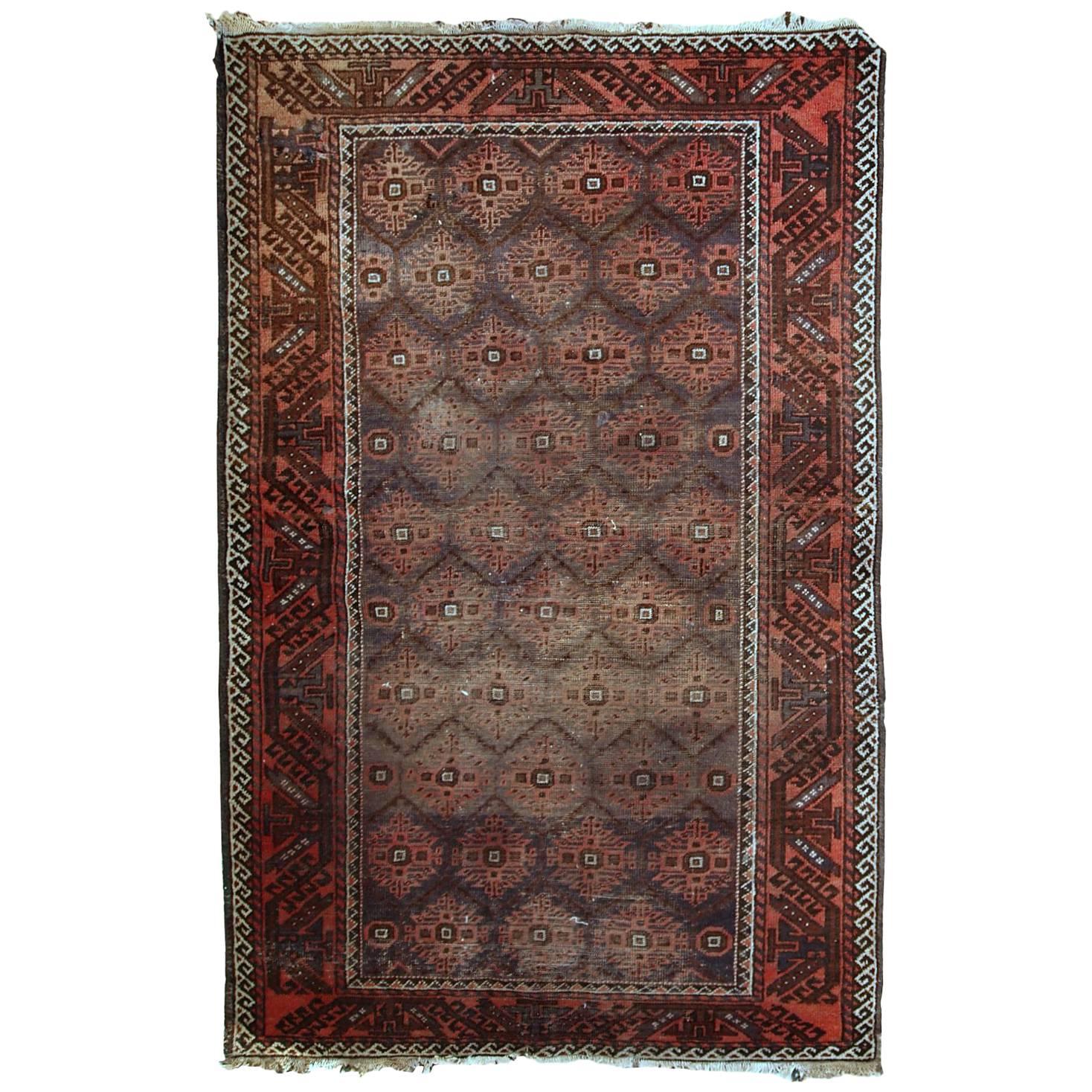 Handmade Antique Afghan Baluch Rug, 1920s