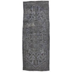 Distressed Overdyed Vintage Persian Runner Modern Industrial Style