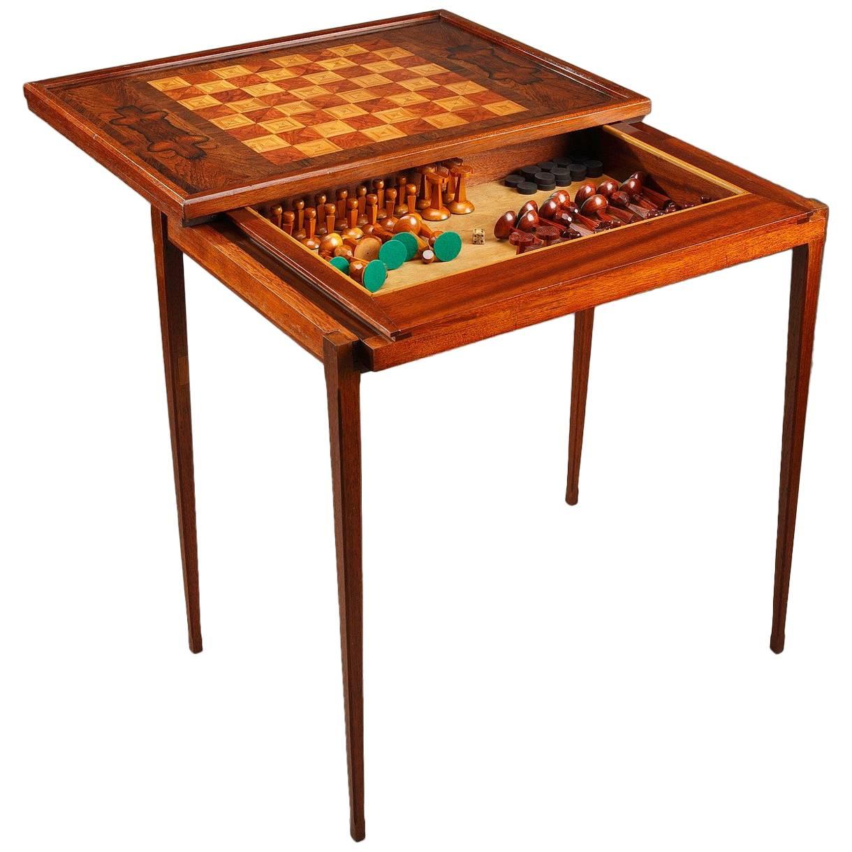 20th Century Scandinavian Rosewood and Mahogany Game Table