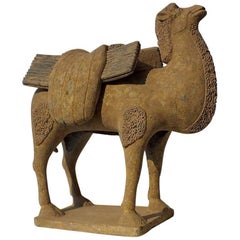 Rare Painted Gary Pottery Figure of a Bactrian Camel