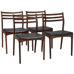 Set of Four Danish Modern Rosewood Dining Chairs Attributed to Niels Otto Møller