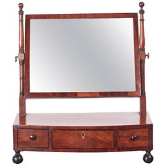 Antique Georgian Mahogany Bow Front Dressing Table Mirror