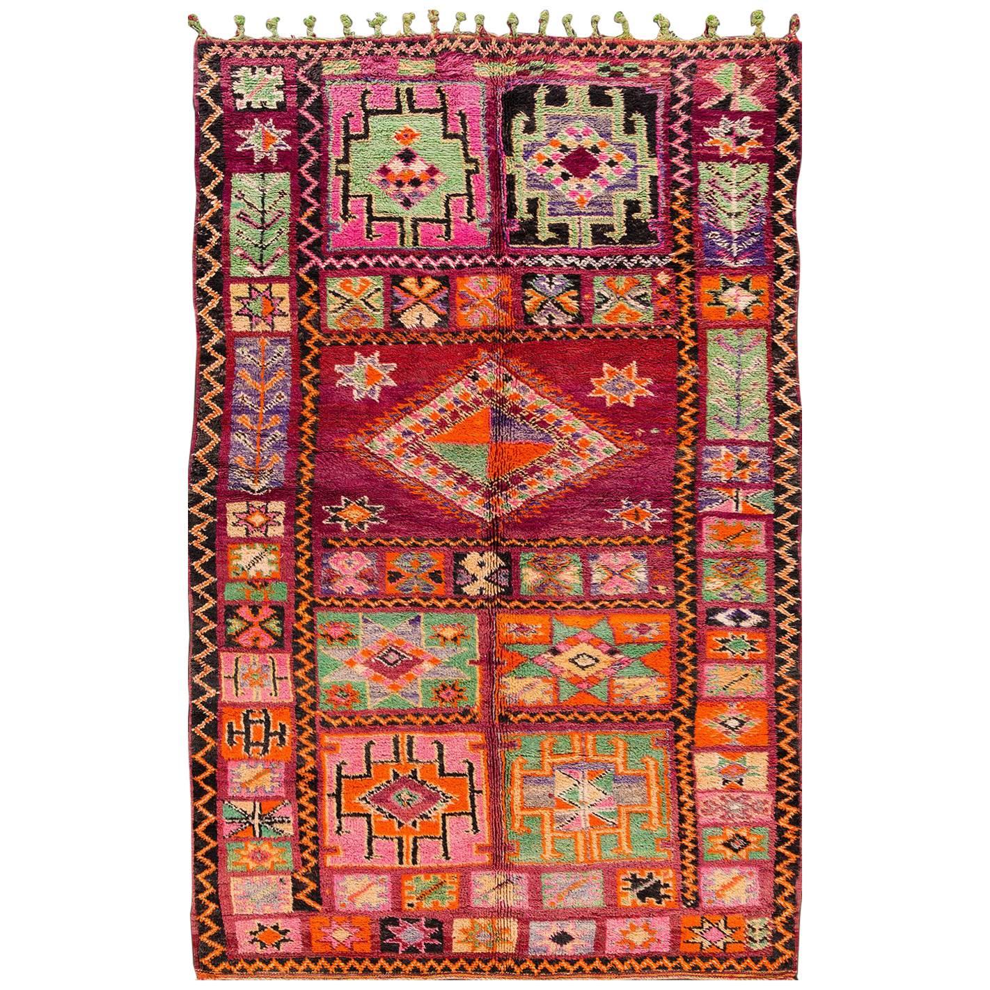 Vintage Multicolored Geometric Moroccan Carpet, 5.10x9.03