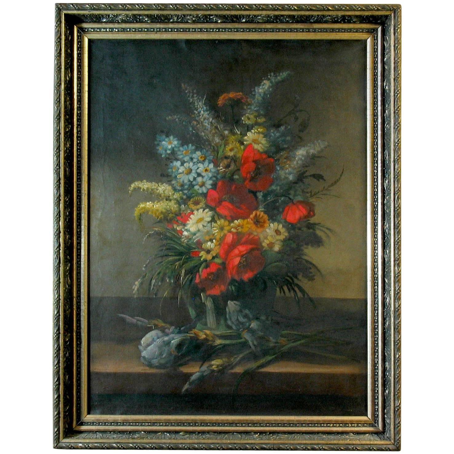 Nature morte d'une école française du 19e siècle représentant des fleurs de champ en vente