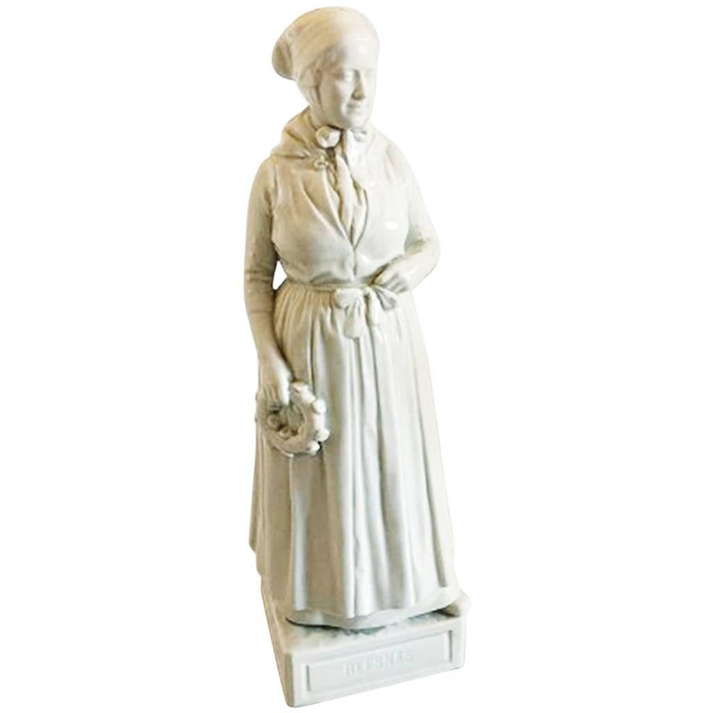 Royal Copenhagen Blanc de Chine Figurine of Refsnæs Woman #12166 For Sale