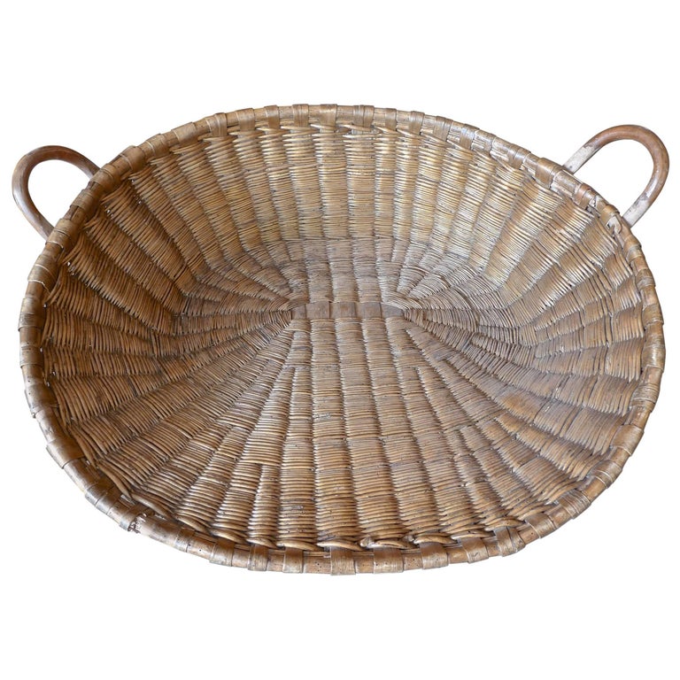Large French Vineyard Harvest Wicker Basket, Two Available For Sale at