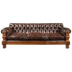 George iv Mahogany Deep Buttoned Leather Sofa