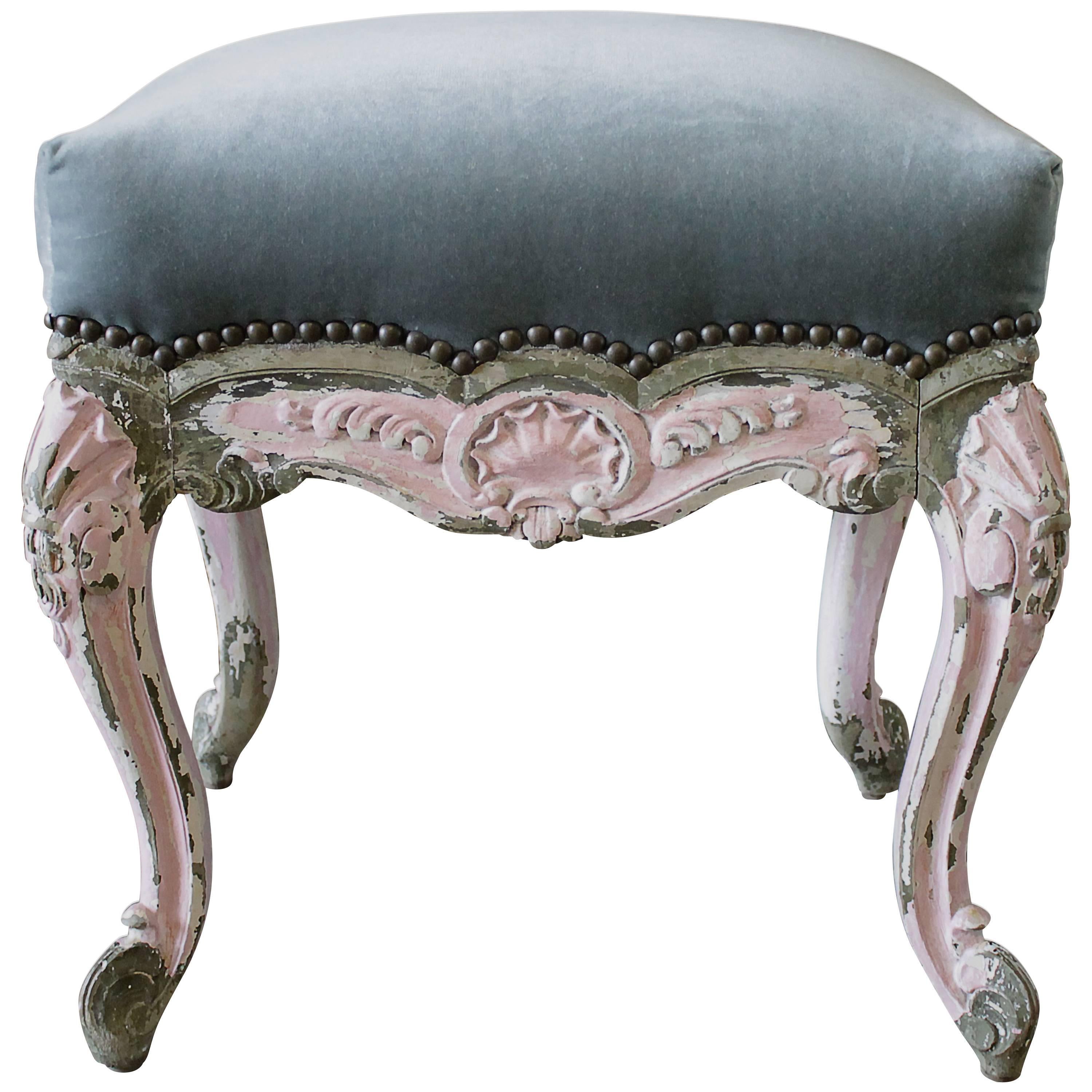 19th Century Petite French Painted Louis XV Style Vanity Stool