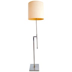 Retro Brushed Nickel Adjustable Arm Floor Lamp by Laurel, circa 1968