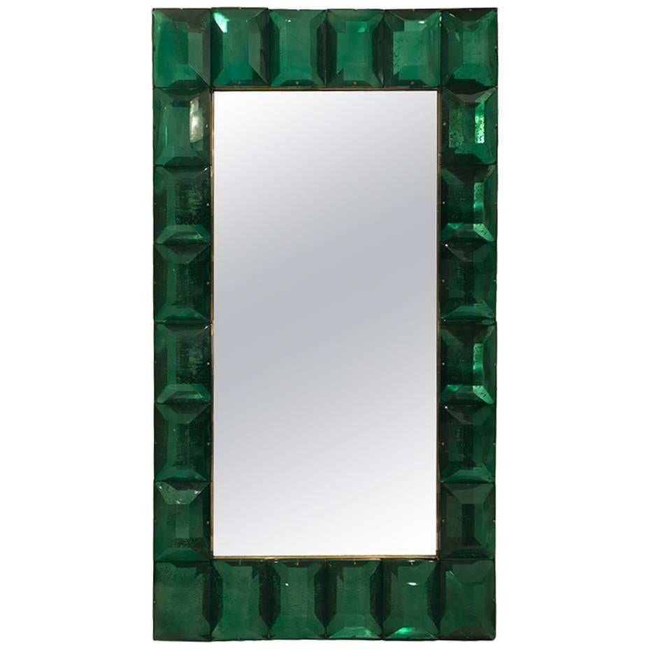 Large Emerald Green Murano Glass Mirror