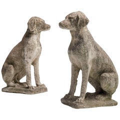 Pair of Cast Concrete Dogs, circa 1930